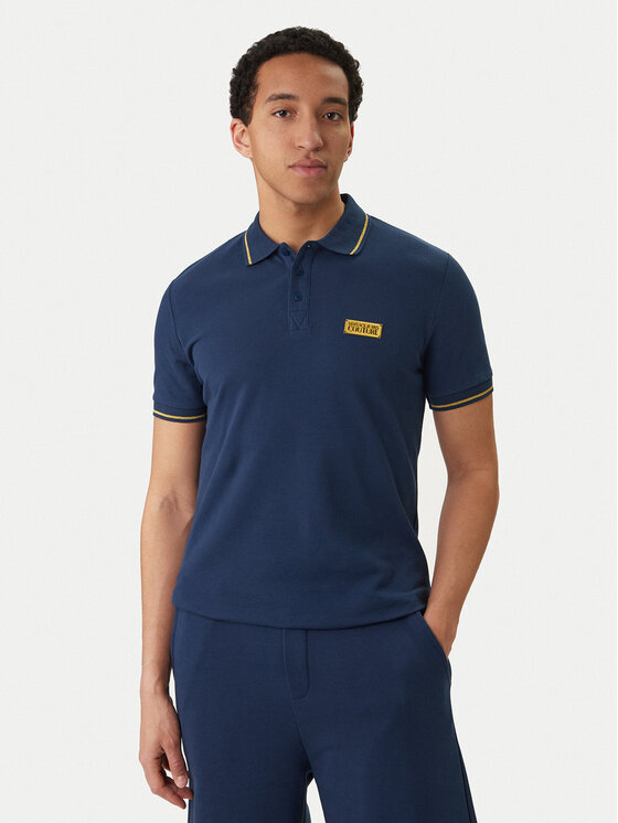 Versace Jeans Couture Tricou polo 80GAGT05 CJ01T Bleumarin Slim Fit