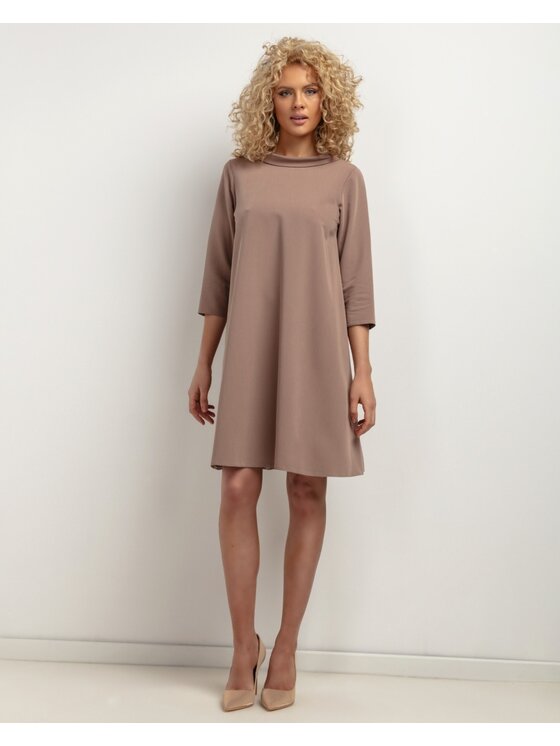 Tessita Tessita Sukienka koktajlowa SUKIENKA_T442 _6_XS Beżowy ciemny Loose Fit
