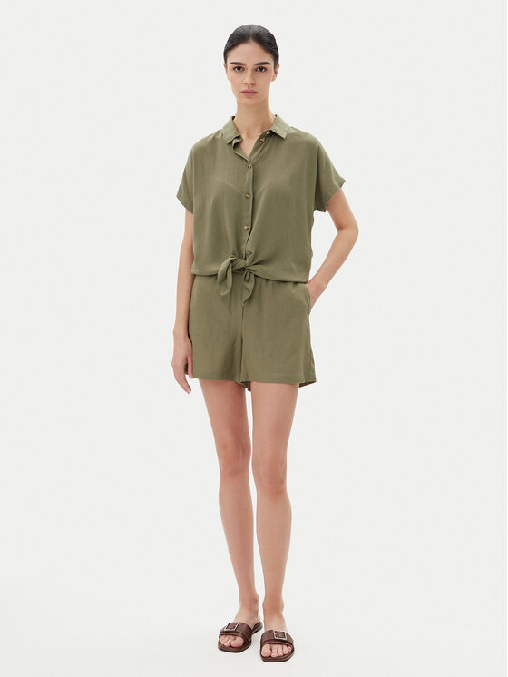 Vero Moda Vero Moda Medžiaginiai šortai Thea 10333804 Žalia Loose Fit