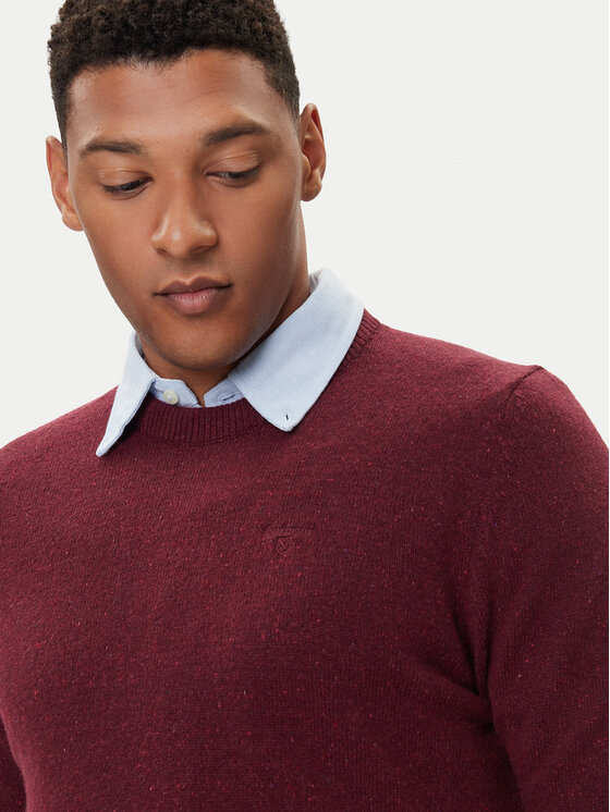 Barbour Barbour Sweter Essential Tisbury MKN0844RE56 Bordowy Regular Fit