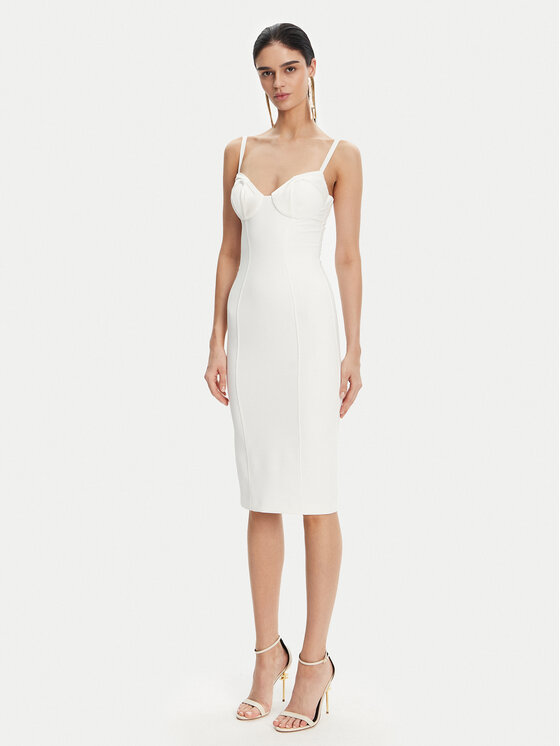 Elisabetta Franchi Elisabetta Franchi Rochie cocktail AB-702-51E2 Alb Regular Fit