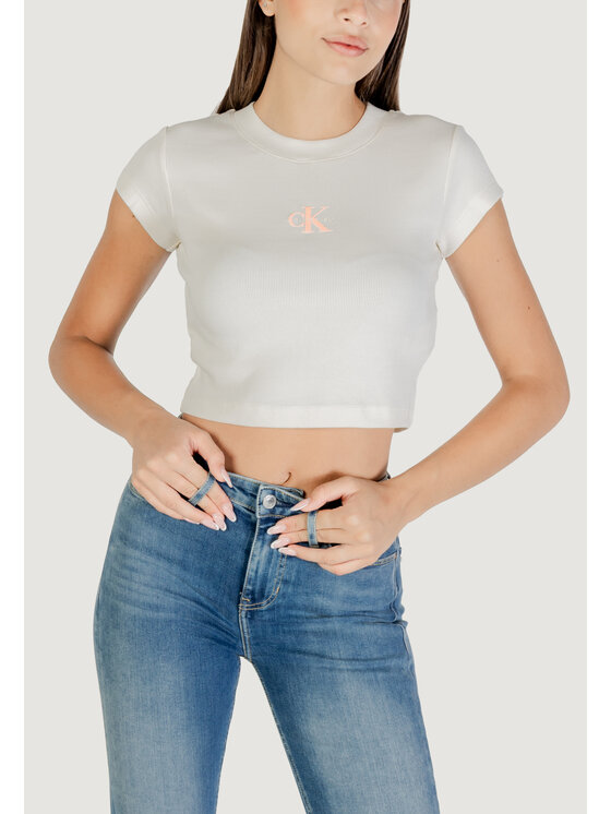 Calvin Klein Jeans Calvin Klein Jeans T-Shirt MONOGRAM BABY TEE Λευκό Casual Fit