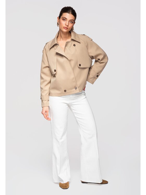 Ombre Ombre Kurtka przejściowa OW-JANP-0120 Beżowy Regular Fit