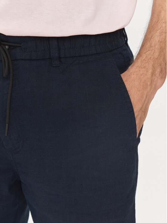 BOSS Boss Šortky z materiálu Chino-Tapered-Ds-1-S  50513027 Tmavomodrá Tapered Fit