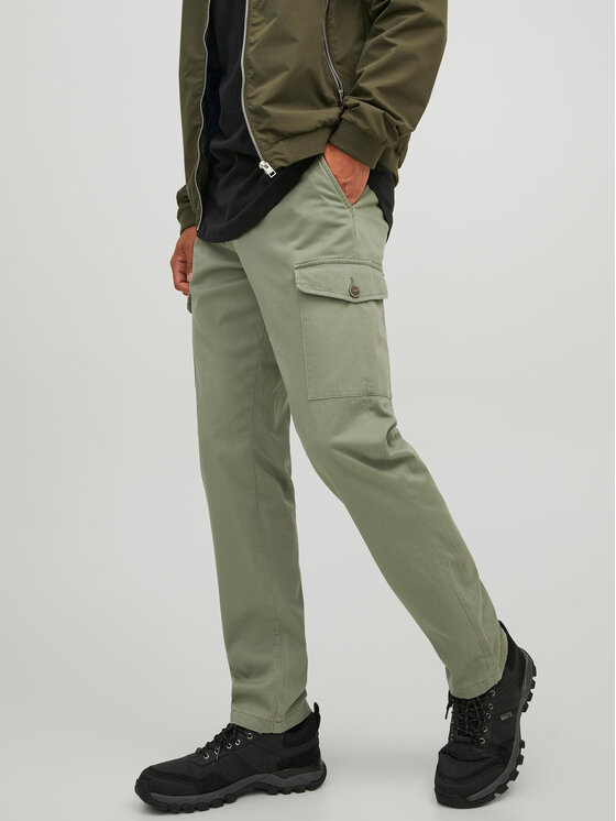 Jack&Jones Bavlnené nohavice Ollie 12224001 Zelená Regular Fit