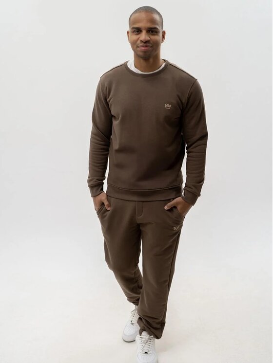 Komplet dresowy, rozmiar XXL, Brązowy, Komplet Dresowy Męski Brązowy Mocha Mousse Jigga Wear Simple Crown XXL