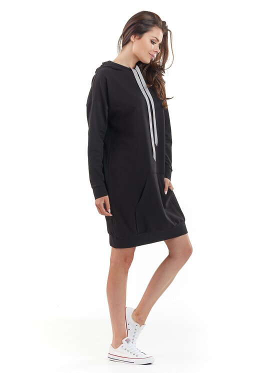 Awama Awama Vestito di maglia A212 Nero Basic Fit