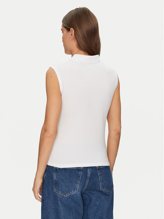 Guess Jeans Guess Jeans Тениска с яка и копчета W5GP24 KCYR1 Бял Regular Fit