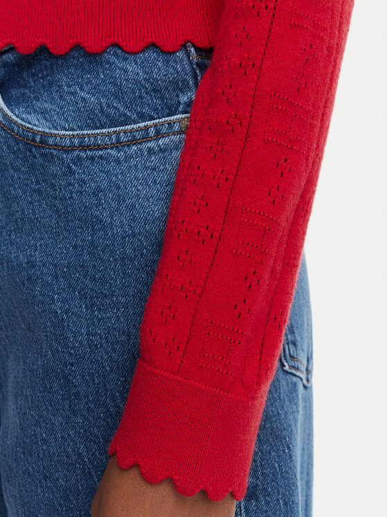 Tommy Jeans Tommy Jeans Pletena jopica Pointelle DW0DW22931 Rdeča Regular Fit