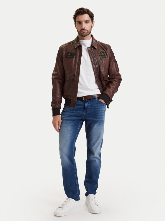 Aeronautica Militare Aeronautica Militare Geacă de piele 262PN0895U100839 Maro Regular Fit