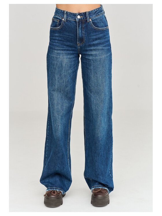 Makadamia Makadamia Jeansy C108 Niebieski Loose Fit