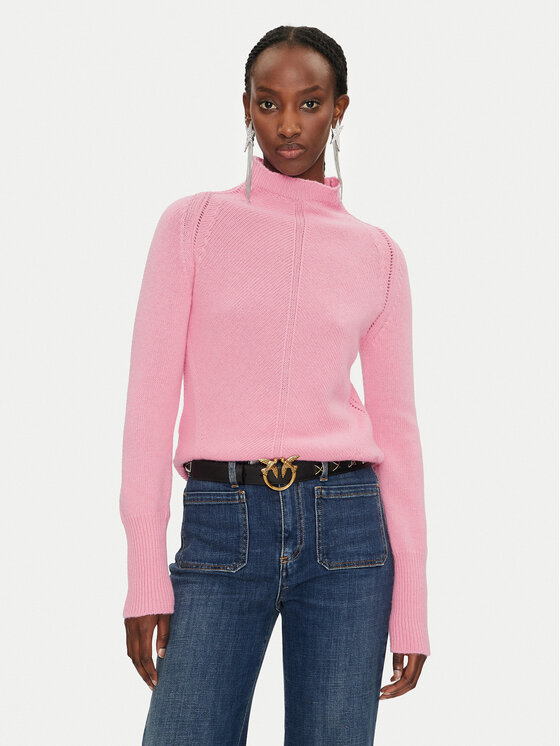Pinko Bluză cu gât Legatura 104057 A1A7 Roz Regular Fit