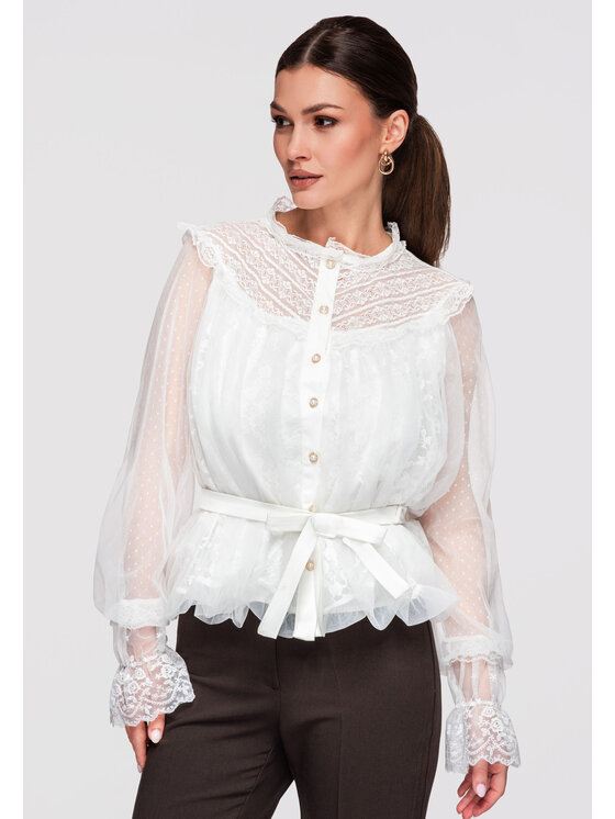 Ombre Ombre Koszula OW-SH-E0020 Biały Loose Fit