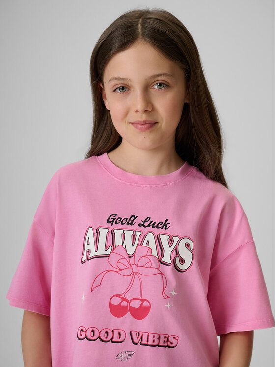 4F 4F T-Shirt 4FJRAW26TTSHF4239-56S Różowy Boxy Fit