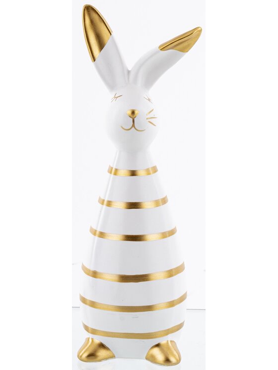 MIAhome MIAhome Figurka królik dolomitowy w złote paski 26x10x9 cm Kolorowy