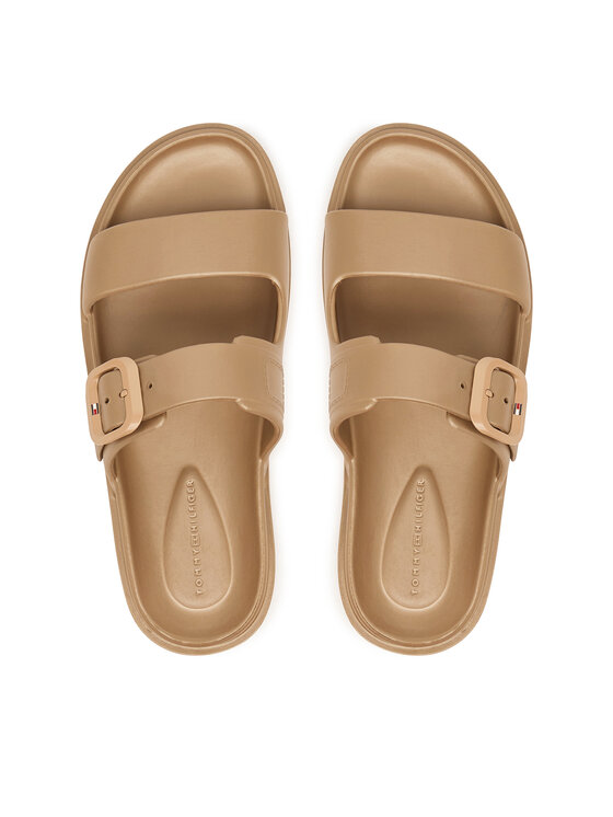 Tommy Hilfiger Tommy Hilfiger Papucs Double Strap FW0FW09114 Bézs