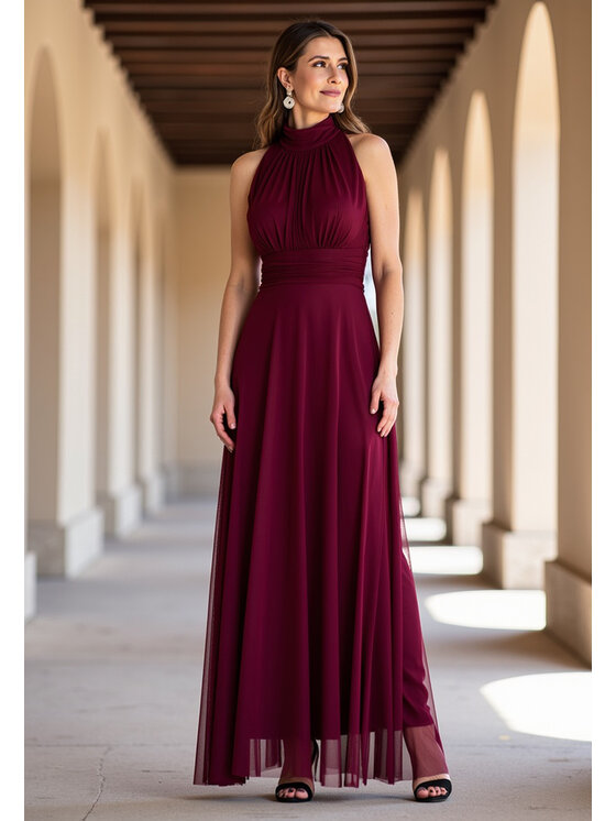 FIGL FIGL Abito da sera M1173 Bordeaux Flared Fit