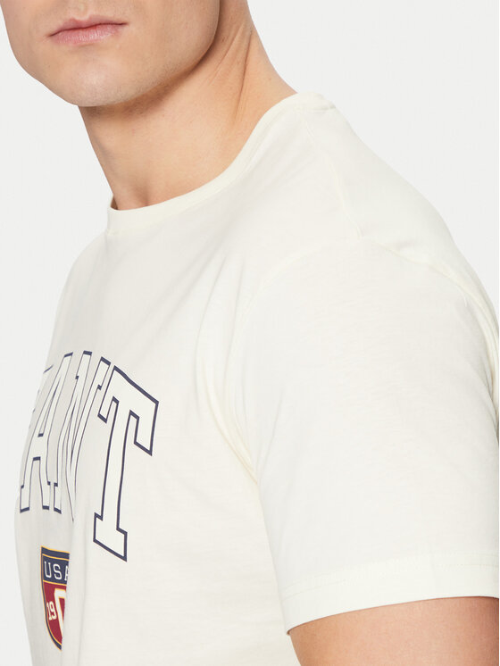 Gant Gant T-krekls 2003290 Écru Regular Fit
