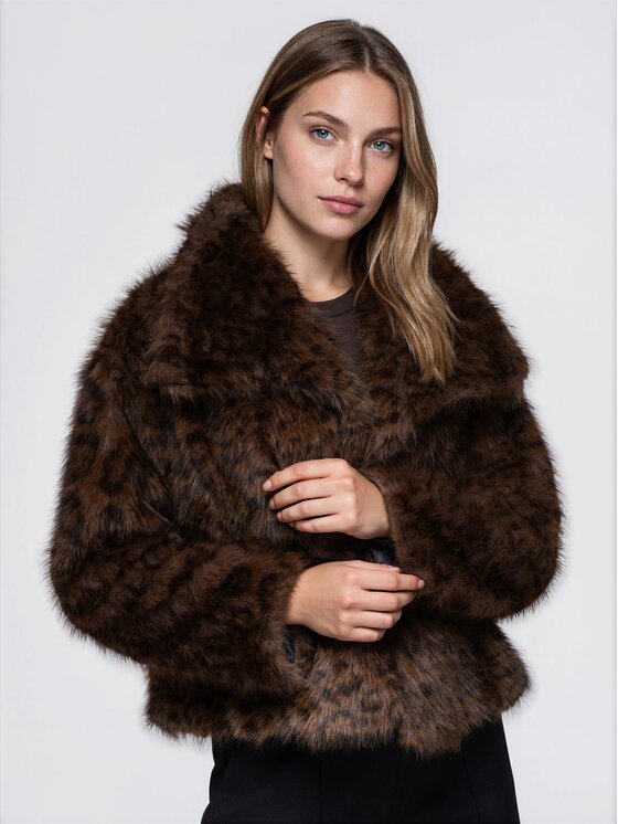 Ombre Ombre Kožešina OW-FR-E0011 Hnědá Relaxed Fit