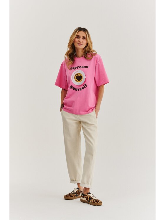 NAOKO NAOKO T-Shirt Espresso Yourself Różowy Regular Fit