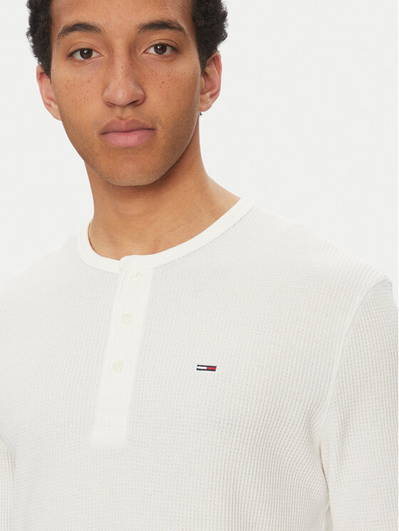 Tommy Jeans Tommy Jeans Longsleeve Henley DM0DM20379 Biały Regular Fit