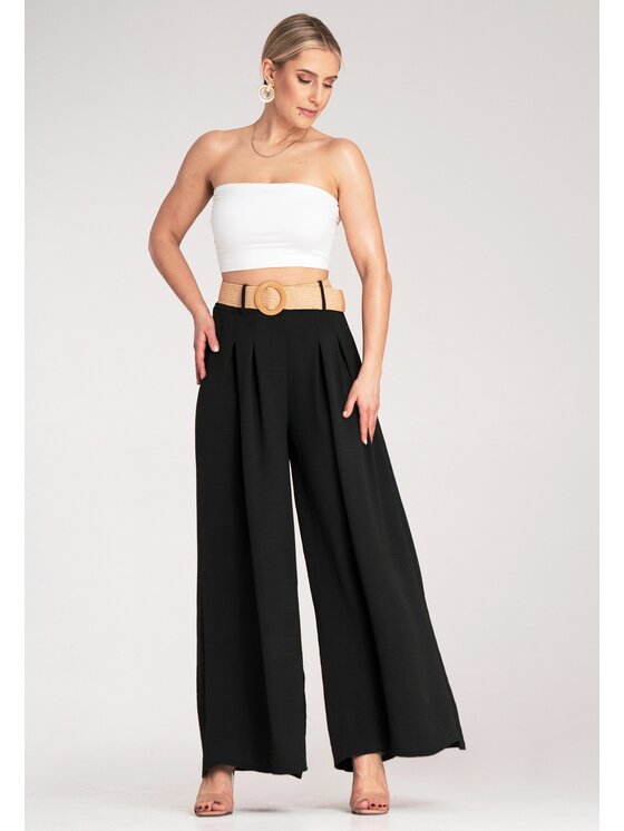 FIGL FIGL Bavlnené nohavice M1160 Čierna Loose Fit