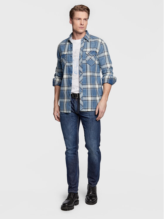 REPLAY Replay Koszula M4981A.000.52586 Niebieski Regular Fit