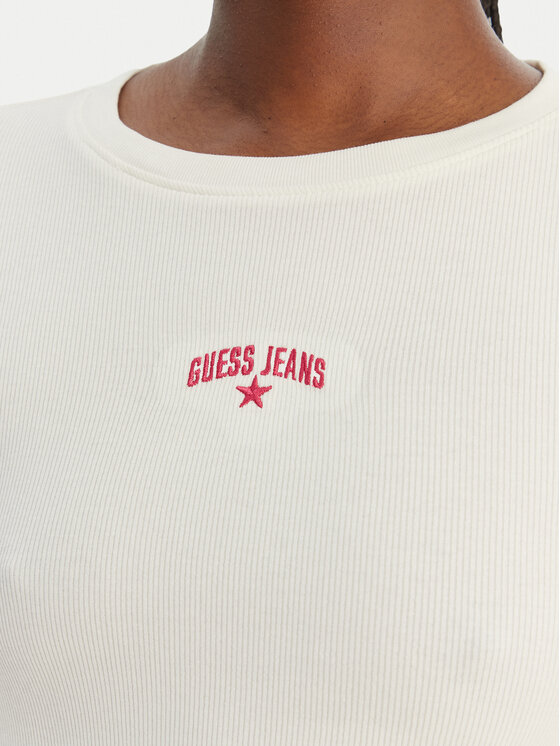 Guess Jeans Guess Jeans Tričko W6GPZ3 KA0H1 Écru Slim Fit