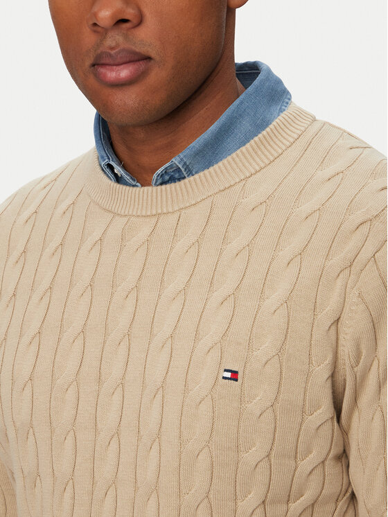 Tommy Hilfiger Tommy Hilfiger Sweter MW0MW33132 Beżowy Regular Fit