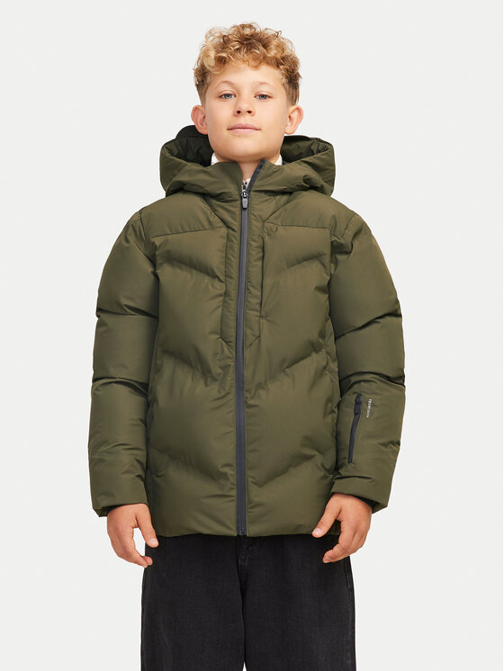 Gyerek Télikabát Jack&Jones Junior, Méret: 176, Zöld, Slay 12261353
