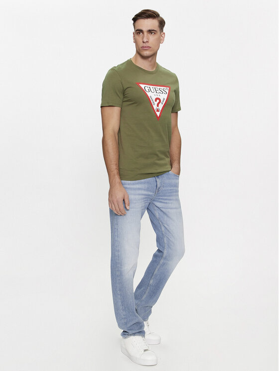 Guess Guess Tričko Logo M2YI71 I3Z14 Zelená Slim Fit