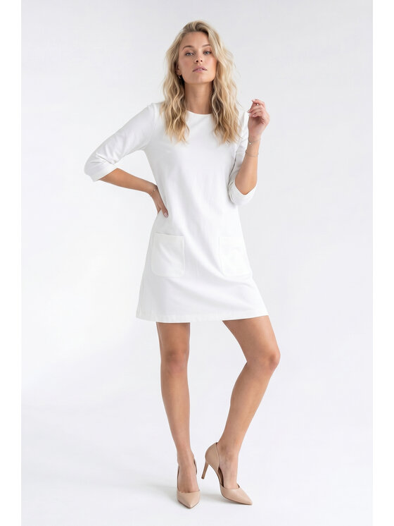 FIGL FIGL Sukienka koktajlowa M1350 Kremowy Straight Fit