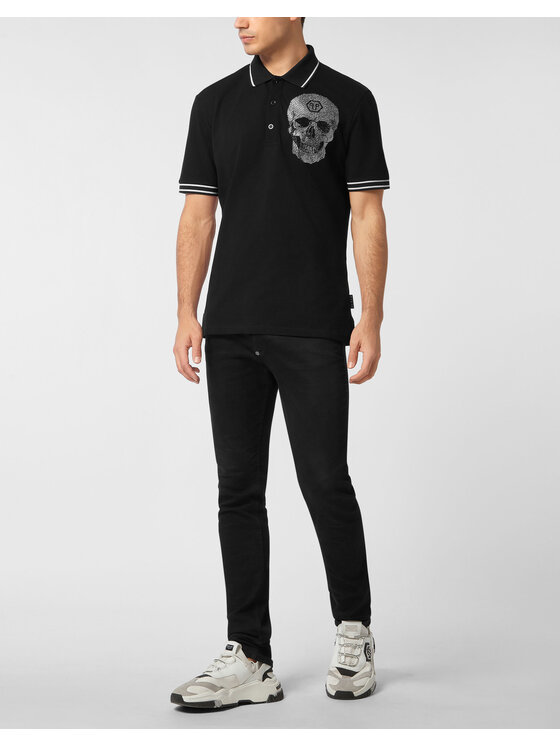 PHILIPP PLEIN PHILIPP PLEIN Polo 27157 Czarny Slim Fit