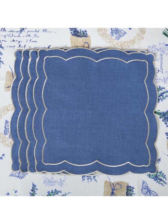 Roseberry Home Roseberry Home Serwetki haftowane Blue Onde Niebieski