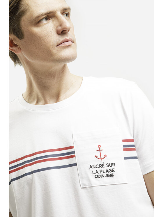 Cross Jeans Cross Jeans T-Shirt 16077-008 Biały Regular Fit