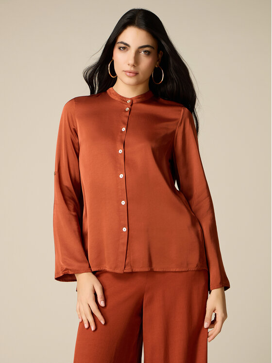 Oltre Oltre Koszula 5064R003082N022 Pomarańczowy Baggy Fit