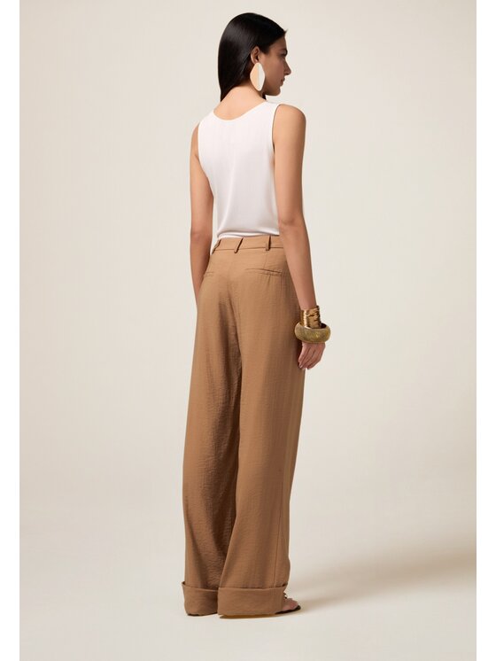 Oltre Oltre Spodnie materiałowe P026R308607N022 Kremowy Baggy Fit