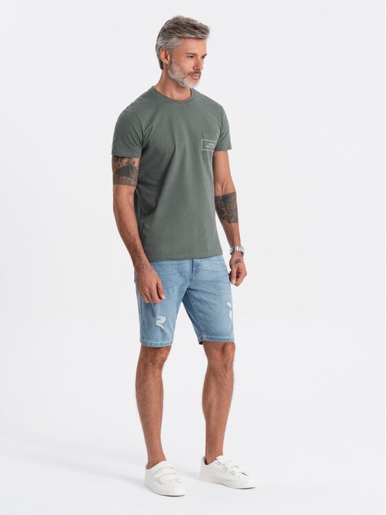 Ombre Ombre Džínové šortky OM-SRDS-0114 Modrá Regular Fit