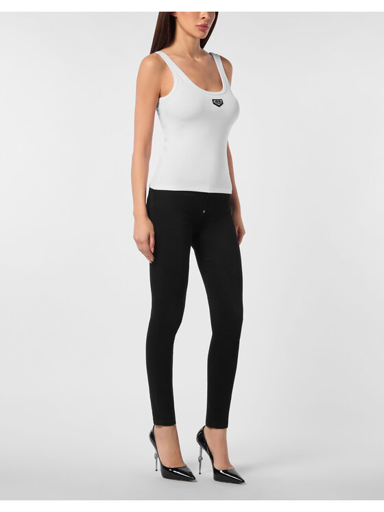 PHILIPP PLEIN PHILIPP PLEIN Tank top 25575 Biały Skin Tight Fit