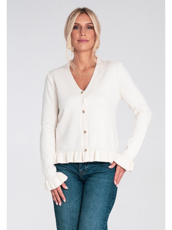 FIGL FIGL Kardigan M1247 Bílá Regular Fit