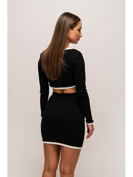 Nudyess Nudyess Mini sukňa Oreo z prążka Čierna Fitted Fit
