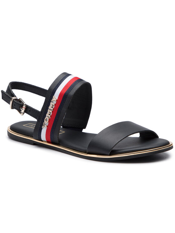 Tommy Hilfiger Sandales Flat Sandal Corporate Ribbon FW0FW04049 Bleu marine Modivo