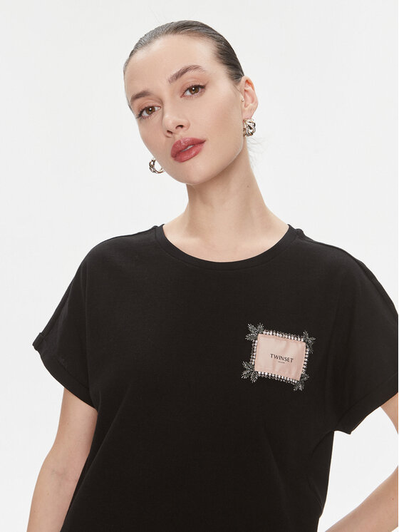 TWINSET TWINSET T-Shirt 241TP2211 Czarny Regular Fit