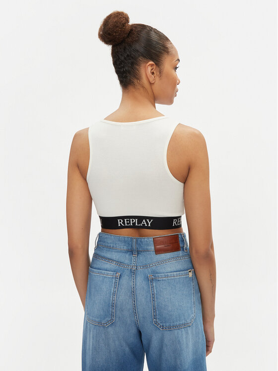 REPLAY Replay Felső W3782C.000.23687P Ekru Slim Fit