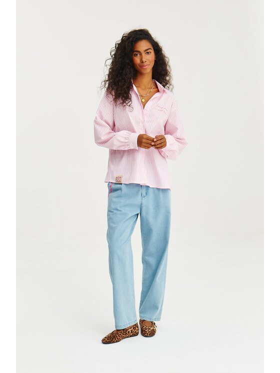 NAOKO NAOKO Košeľa Sweetheart Ružová Regular Fit