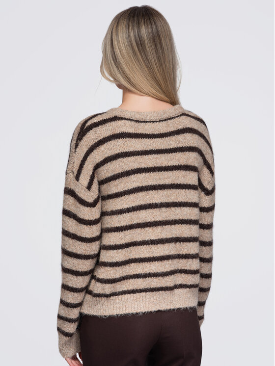 Ombre Ombre Sweter OW-SW-E0029 Beżowy Relaxed Fit
