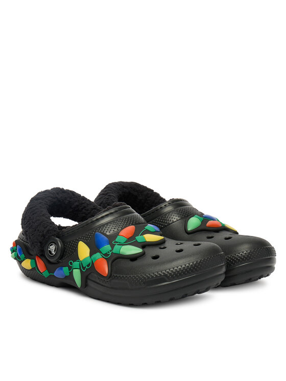 Crocs Crocs Шльопанці Classic Lined Holiday Lights Clog 212054 Чорний