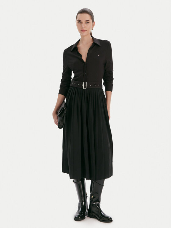 Tommy Hilfiger Tommy Hilfiger Сукня-сорочка WW0WW48398 Чорний Regular Fit