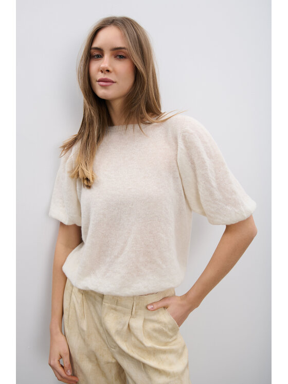 Fobya Fobya Sweter F1997 Écru Basic Fit
