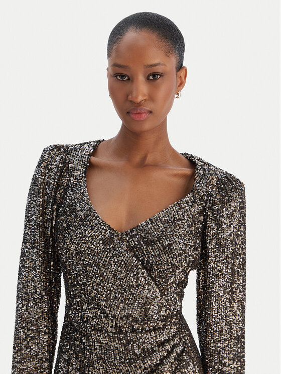 Rinascimento Rinascimento Koktejlové šaty CFC0126602003 Stříbrná Slim Fit